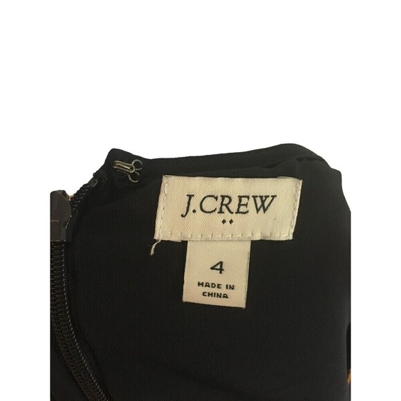 J Crew Dress Women's Size 4 Black Yellow Floral Short Sleeve Pleated Skirt - Picture 8 of 8